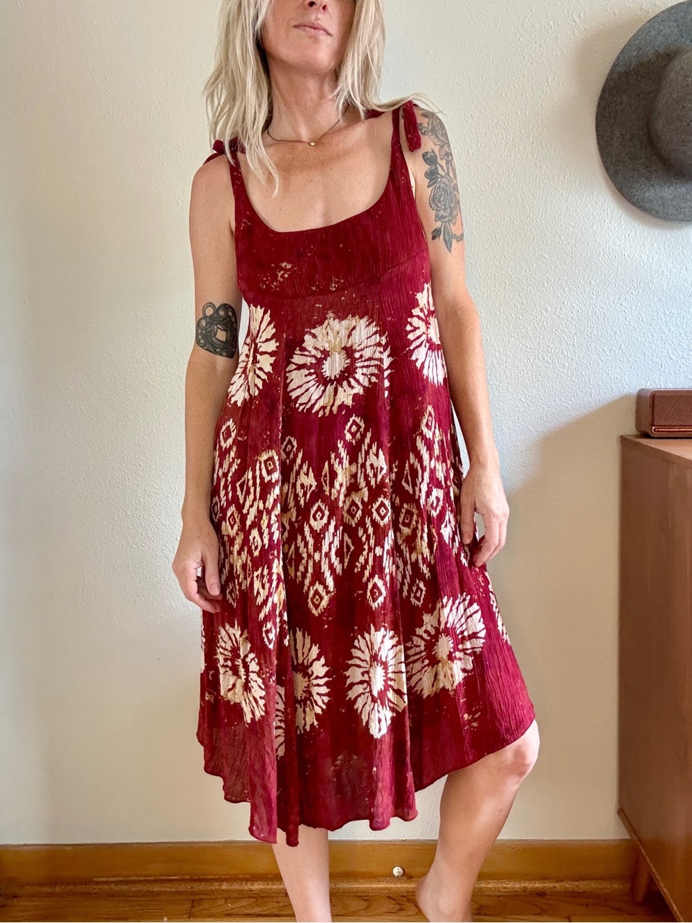 Free People Midi Swing Dress XS Boho Festival Beach Cover Up Asymmetrical Flowy